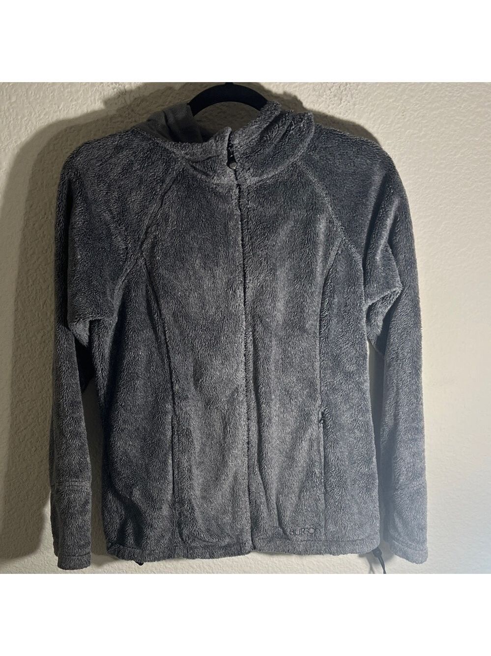 Burton Gray Full Zip Hooded Fleece Jacket S winter Cabincore cottagecore